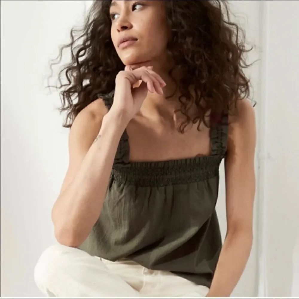 Banana Republic Embroidered Smocked Neck Tank